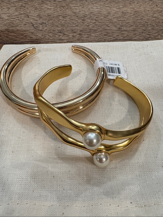 LOFT Jewelry - Loft Gold Pearl Accent Open Cuff Bracelet - Women's Jewelry NEW